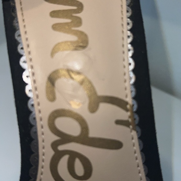 🪩SAM EDELMAN•Yoshi Black Suede Sandals silver studded embellishment •Size 7.5 - Picture 14 of 17